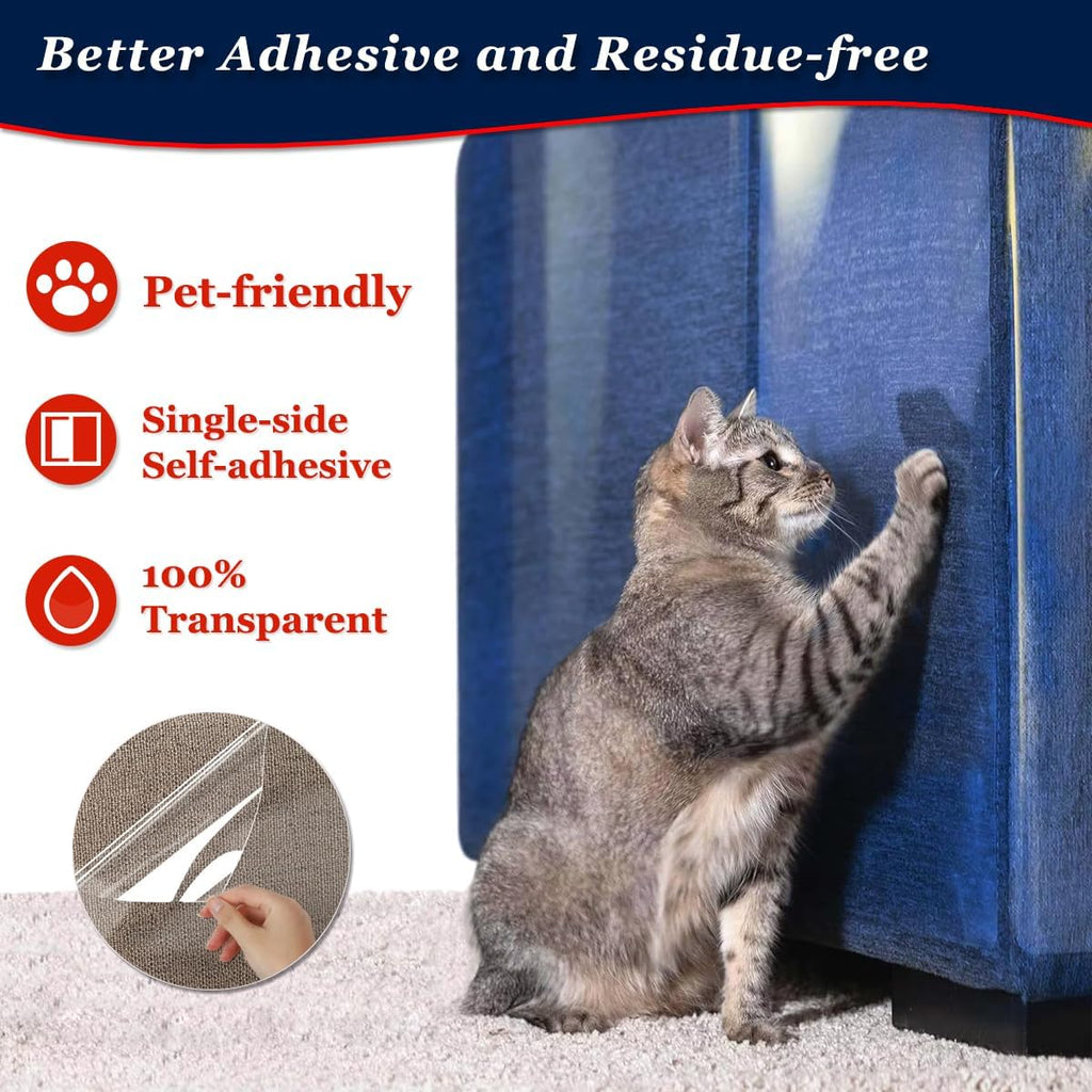 Skiennix Anti-Cat Scratch Furniture Protector - 12"x200" Single-Sided Sticky Tape for Sofas, Carpets & Doors