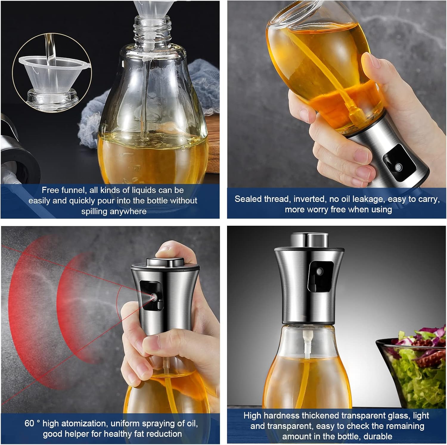 Skiennix Oil Sprayer - 200ML Fine Mist Cooking Dispenser for Olive, Avocado & Canola Oils | Essential Kitchen Gadget
