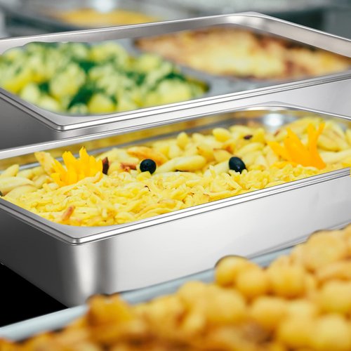 Ferraycle 3 Pack Full Size 2.6 Inch, 4 Inch Hotel Pan with Lid Perforated Steam Table Pan Restaurant Supplies for Kitchen, Steam Table Tray for Food Warmer