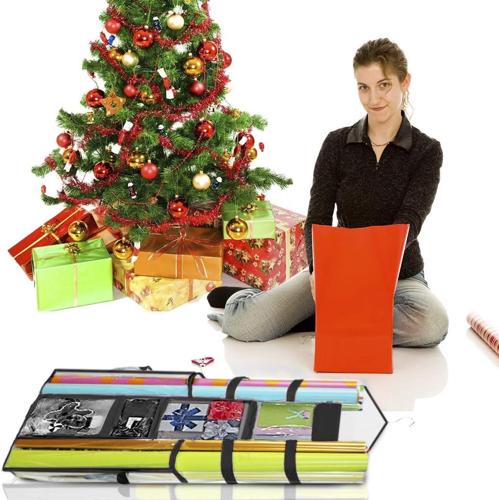 ProPik Gift Wrap Organizer - Double-Sided Storage for Wrapping Paper & Accessories | 40”x17” (Black)