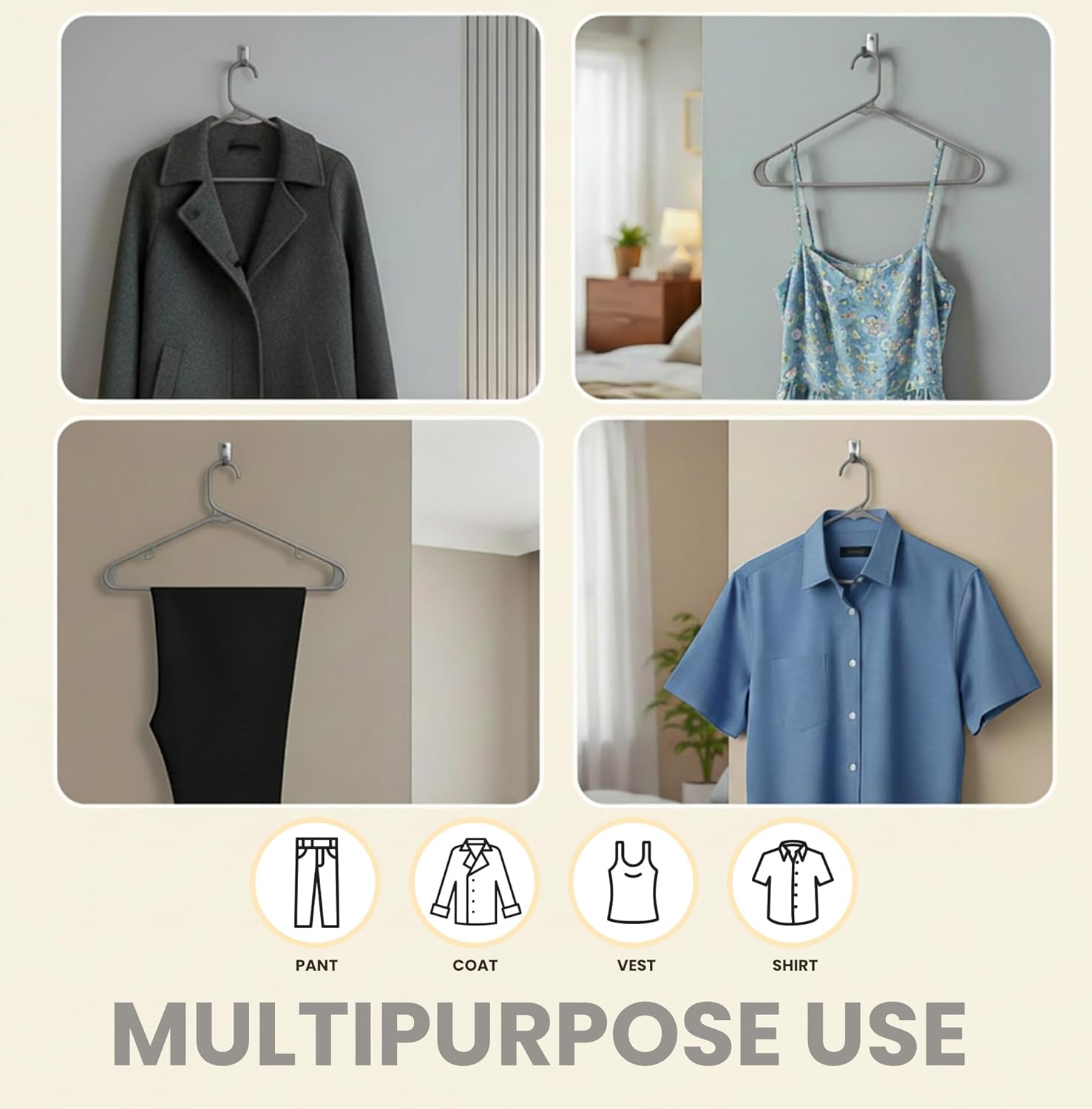 Utopia Home Plastic Hangers 20 Pack - Durable Space-Saving Closet Organizers - Ideal for Shirts, Pants, Skirts & Coats (Grey)
