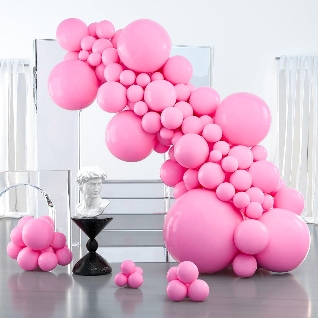 PartyWoo Pink Balloons - 127 Pcs in Various Sizes & 15 Pcs Heart Foil for Valentine's Day Decor