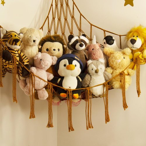 Mirolam Stuffed Animal Hammock - Large Toy Storage Organizer for Plushies | Caramel Color for Boho Nursery Decor