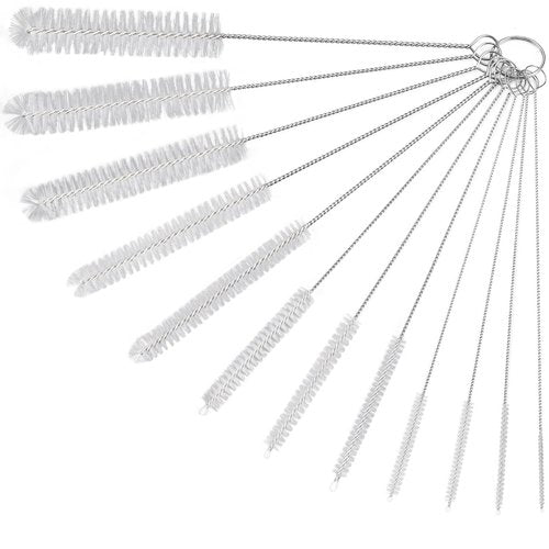 Straw Cleaner Brushes Sets, 12 Pieces 8.2 Inch Botthle Cleaning Brush and Nylon Tube Brush Brush Kit for Sippy Cup, Tumbler, Water Bottle, Drinking Straw (White)