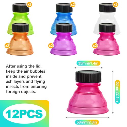 KornaDoz 12 Pack Soda Can Lids, Reusable & Spill-Proof Pop Can Covers to Keep Drinks Fizzy, Protector Tops for Picnics, Beach, Parties & Outdoor Activities