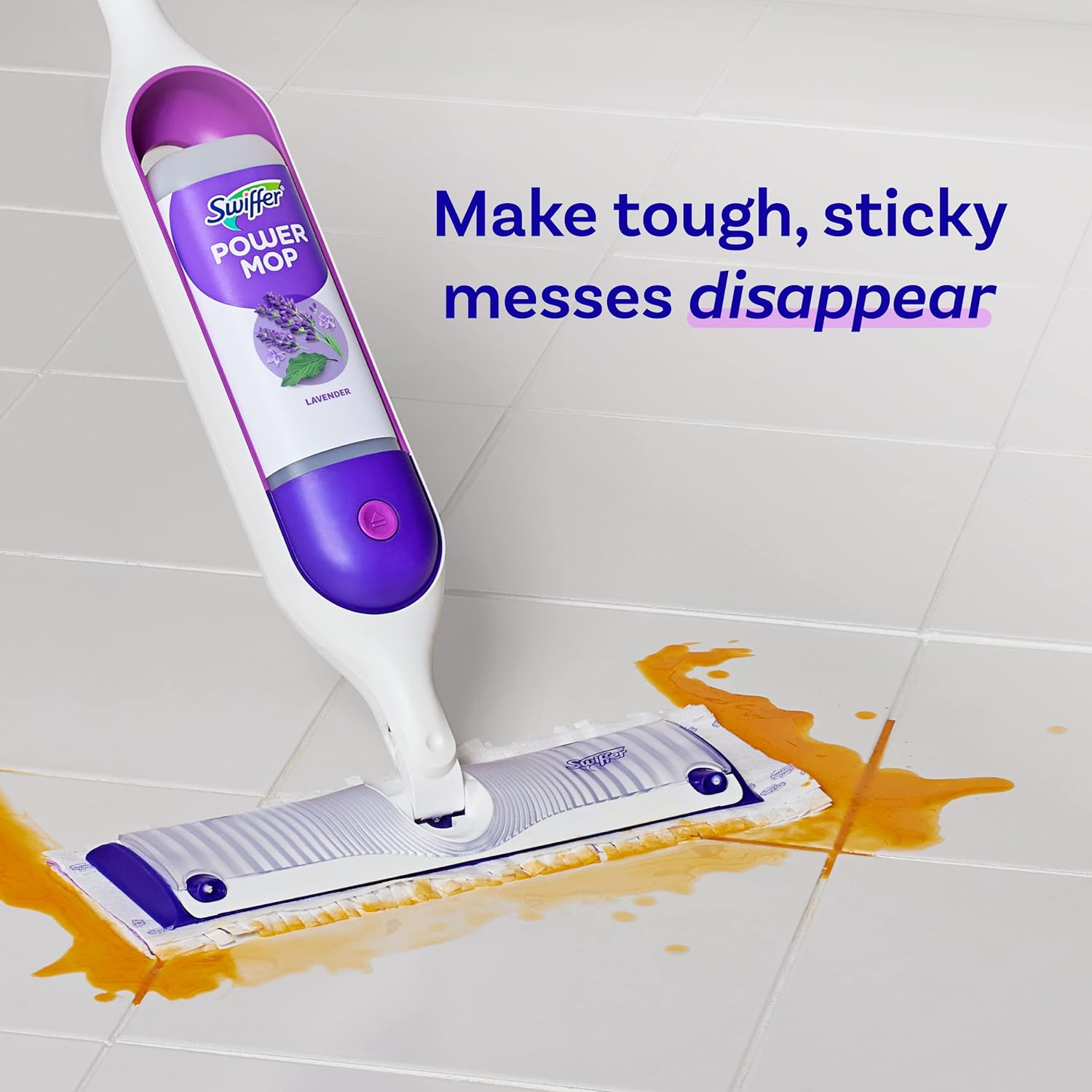 Swiffer Power Mop Refill - All-Purpose Floor Cleaner Solution for Tile, Vinyl, Wood | Lavender Scent, 50.6oz