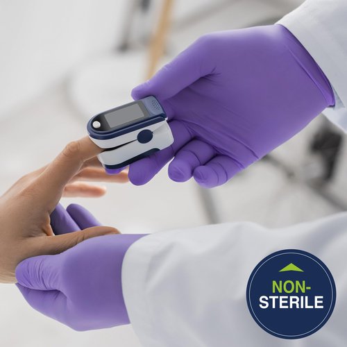 HALYARD Purple Nitrile-Xtra Exam Gloves, Sterile (Individually Wrapped), Powder-Free, 5.9 mil, 12 Inches, Purple, Medium, 14261 (Box of 100/50 Pairs)