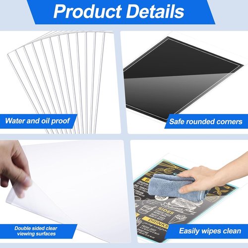 50 Pcs 8.5" x 14" Menu Cover Double-Sided Clear Vinyl Menu Holder Rigid Print Protectors Heavy Duty Paper Sleeves Hard Plastic Poster Protector Sleeve for Page Sheet (8.5" x 14")