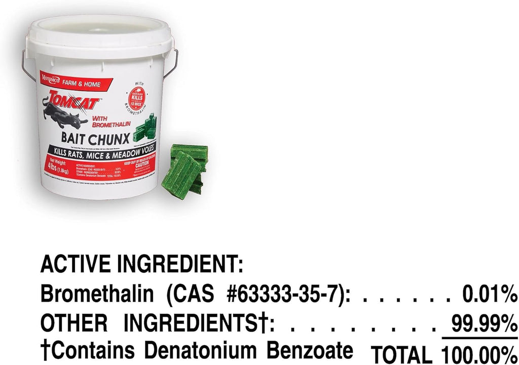 Tomcat Bromethalin Bait Chunx Pail - Effective Rat & Mouse Control for Professionals | 4.25 lbs