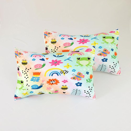 FUYEUN Rainbow Comforter Sets Full Size Cartoon Frogs Bedding Sets for Girls Kids Teens Boys Flowers Butterfly Bees Snails Insects Cute Kawaii Quilt 1 Comforter + 2 Pillow Cases