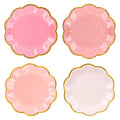 AimFun 24 Pcs Pink Party Plates Mothers Day Gradient Pink Dessert Paper Plates 7inch Gold Foil Scalloped Edge Disposable Cake Plates for Christmas Birthday Bridal Baby Shower Party Supplies
