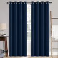MIULEE Blackout Linen Textured Curtains - Thermal Insulated Room Darkening Drapes | Midnight Blue, 52 x 108 Inch (2 Panels)