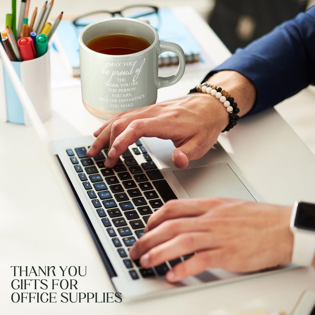 Didaey 4 Pcs Employee Appreciation Gifts Bulk Thank You Gifts Mugs Inspirational Ceramic Mug for Office Coworker Staff Team Back to School(Boho Colors,Proud of)