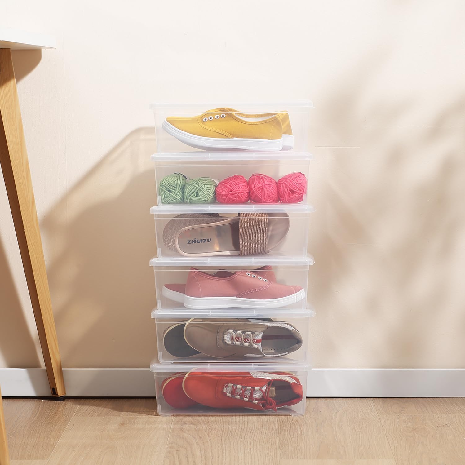 Novelinks 12-Pack Plastic Storage Bins - Stackable 6QT Clear Containers with Lids for Home & Office Organization
