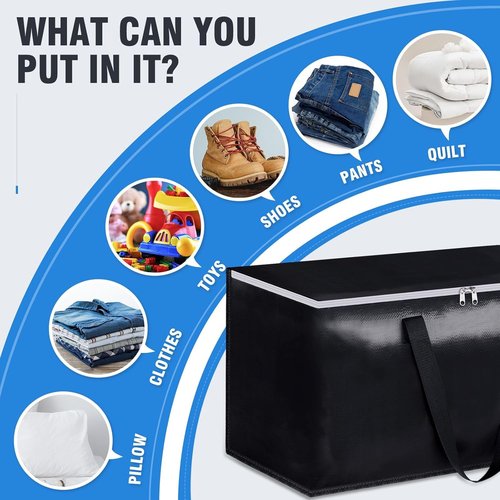 BlissTotes Collapsible Moving Bags - Heavy-Duty Storage Totes with Zippers & Handles | 93L, 6-Pack, Black