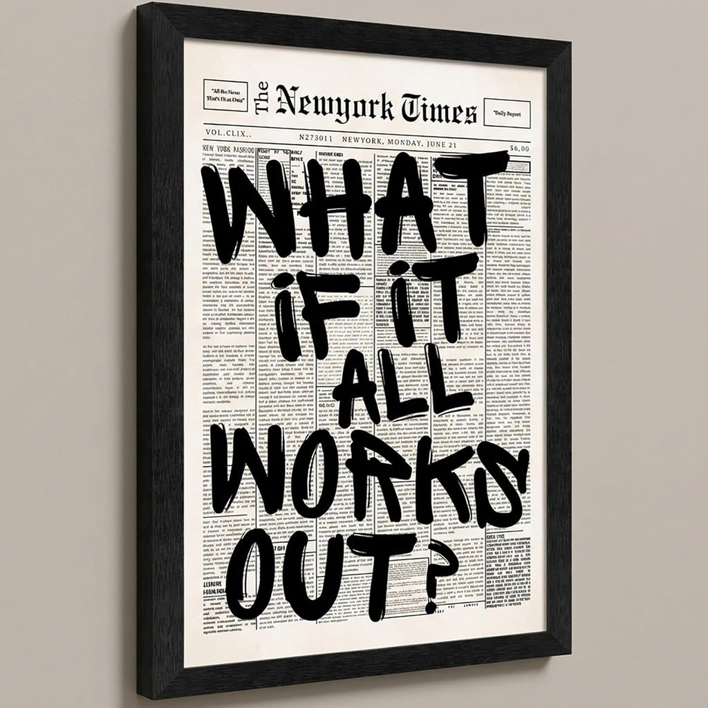 Skiennix 8X10 Inch Black Frame | Inspirational "What If It All Works Out" Canvas Wall Art