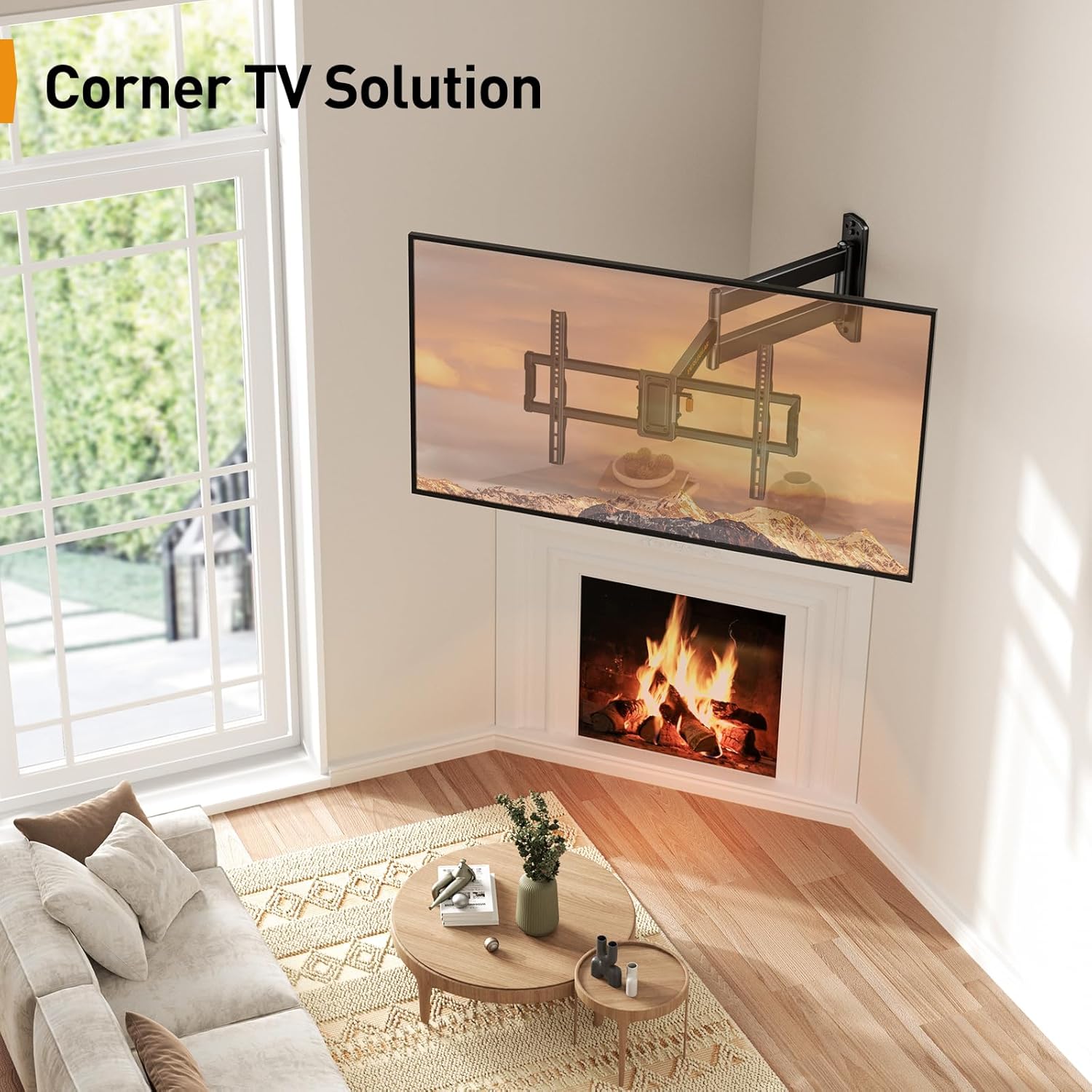 Perlegear Corner TV Wall Mount - Full Motion Bracket for 37-75 Inch TVs | 32.37” Extension & 100 lbs Capacity