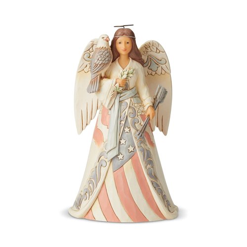 Enesco Jim Shore White Woodland Patriotic Angel Figurine 6005256 New