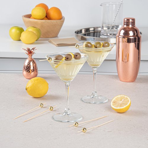Restaurantware 6 Inch Sphere Bamboo Skewers 1000 Sturdy Disposable Bamboo Food Picks - Sturdy Sphere Design Gold Bamboo Appetizer Picks For Serving Appetizers and Cocktail Garnishes