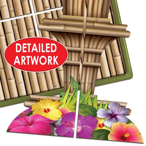 Beistle Tiki Torch Cupcake Stand Cake Holder Display, 15.25" x 11.25", Brown/Tan/Orange/Yellow