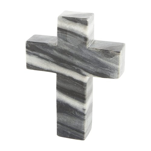 Mud Pie Marble Cross, Gray, 6" x 4.5"