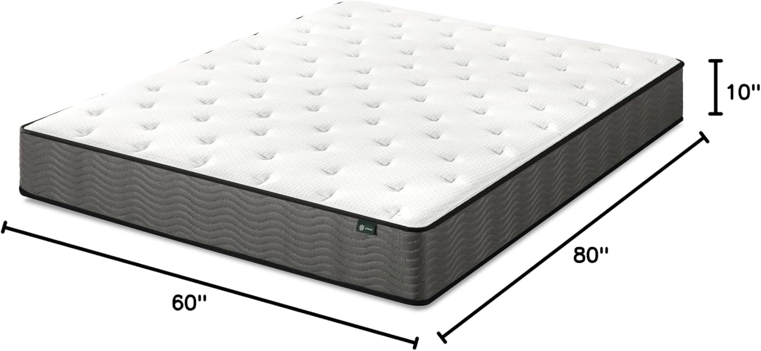 ZINUS 10 Inch True Support Hybrid Mattress - Queen Size, Medium Feel, Fiberglass Free, Motion Isolation
