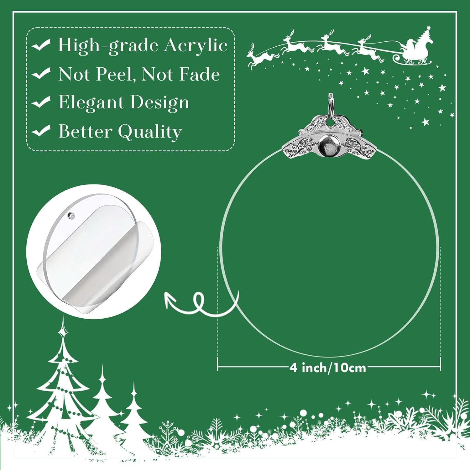 Stained Glass Effections Christmas Ornament - 2D Acrylic Art for Tree Decor | Perfect White Elephant Gift