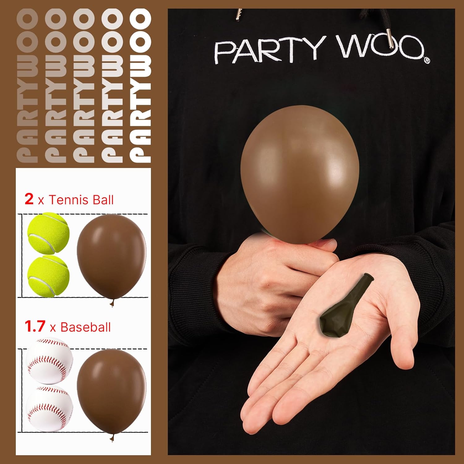 PartyWoo Brown Balloons - 50pcs 5-Inch Mini Boho Latex Balloons for Weddings & Celebrations