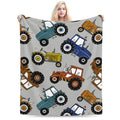 Car Tractor Cartoon Pattern Flannel Throw Blanket for Kids Boys Baby Toddler Teens Gifts Soft Warm Bedroom Throws for Home Couch Room Sofa Office Travel Camping Dorm Decor 50x40 Inch