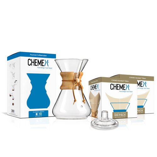 Chemex Bundle - 10-Cup Classic Series - 200 ct Square Filters - Exclusive Packaging