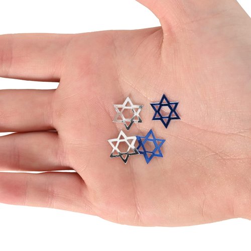 Beistle 1.5 Ounces Metallic Plastic Blue And Silver Star Of David Confetti For Jewish Celebrations And Hanukkah Decorations