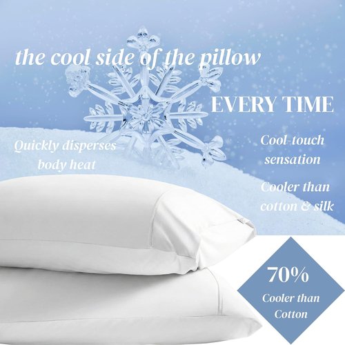 Beckham Hotel Collection Cooling Pillowcases - Silky Soft & Breathable | Standard/Queen Size Set of 2, White