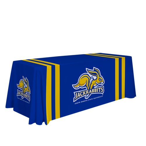 South Dakota State Jackrabbits College Sports Printed Table Throw - NCAA Licensed - Polyester - School Tablecloth (Blue, Gold) (6' Draped)