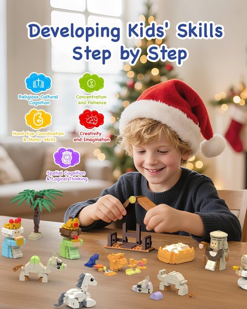 Nativity Advent Calendar 2025 Building Blocks 24-Days Fun Toy for Boys Girls, Christmas Countdown Calendar Gifts for Kids Teen Adults Christian Scene Advent Bricks Individual Packaging(6+)