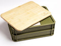 Babadoh Pizza Dough Trays & Bamboo Board Set – Includes 2 Olive Green Durable, Stackable Trays & 1 Bamboo Board – Versatile Storage & Serving Solution for Pizza Lovers – Home & Outdoor Adventures