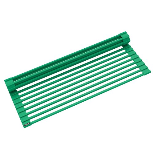 Kraus Multipurpose Workstation Sink Roll-Up Dish Drying Rack, Colander and Trivet in Green, KRM-11GR