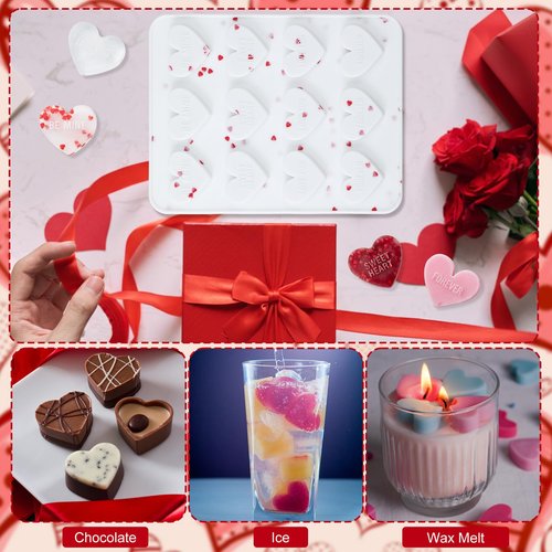 LOYIM 3 Sets 12 Holes Silicone Heart Shaped Cake Mold, Valentine Heart Shaped Silicone Muffin Pan for Valentine's Day Baking Muffins, Cupcakes, Tartlets, Egg Bites, Chocolate Muffin, Soaps