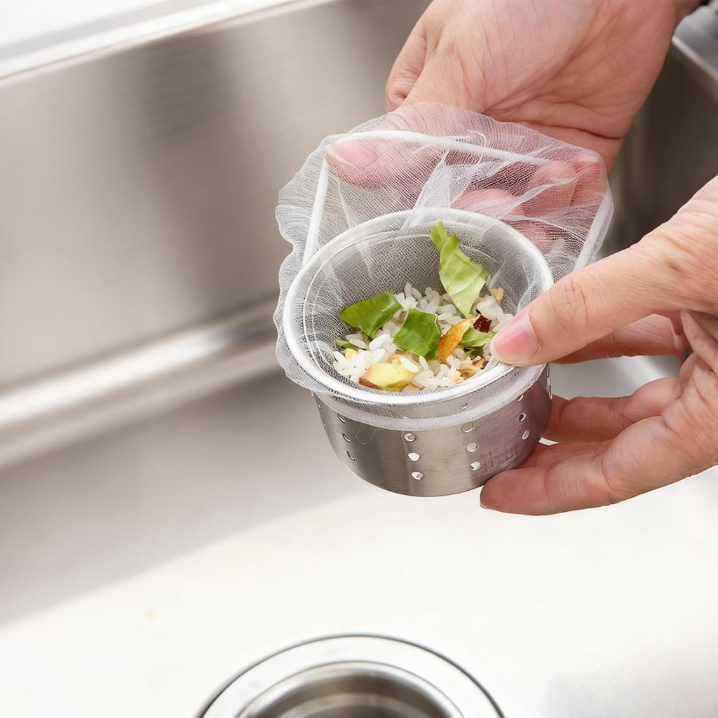 Skiennix Disposable Sink Strainer Bags - Ultra-Fine Elastic Mesh Food Catcher | 400 Pack for Kitchen Drains