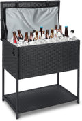 Skiennix 80 Quart Ice Chest Cooler Cart - Outdoor Beverage Stand with Bottle Opener for Parties & Patios