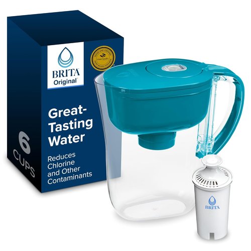 Brita Metro Water Filter Pitcher - SmartLight Indicator, BPA-Free, 6-Cup Capacity, Turquoise