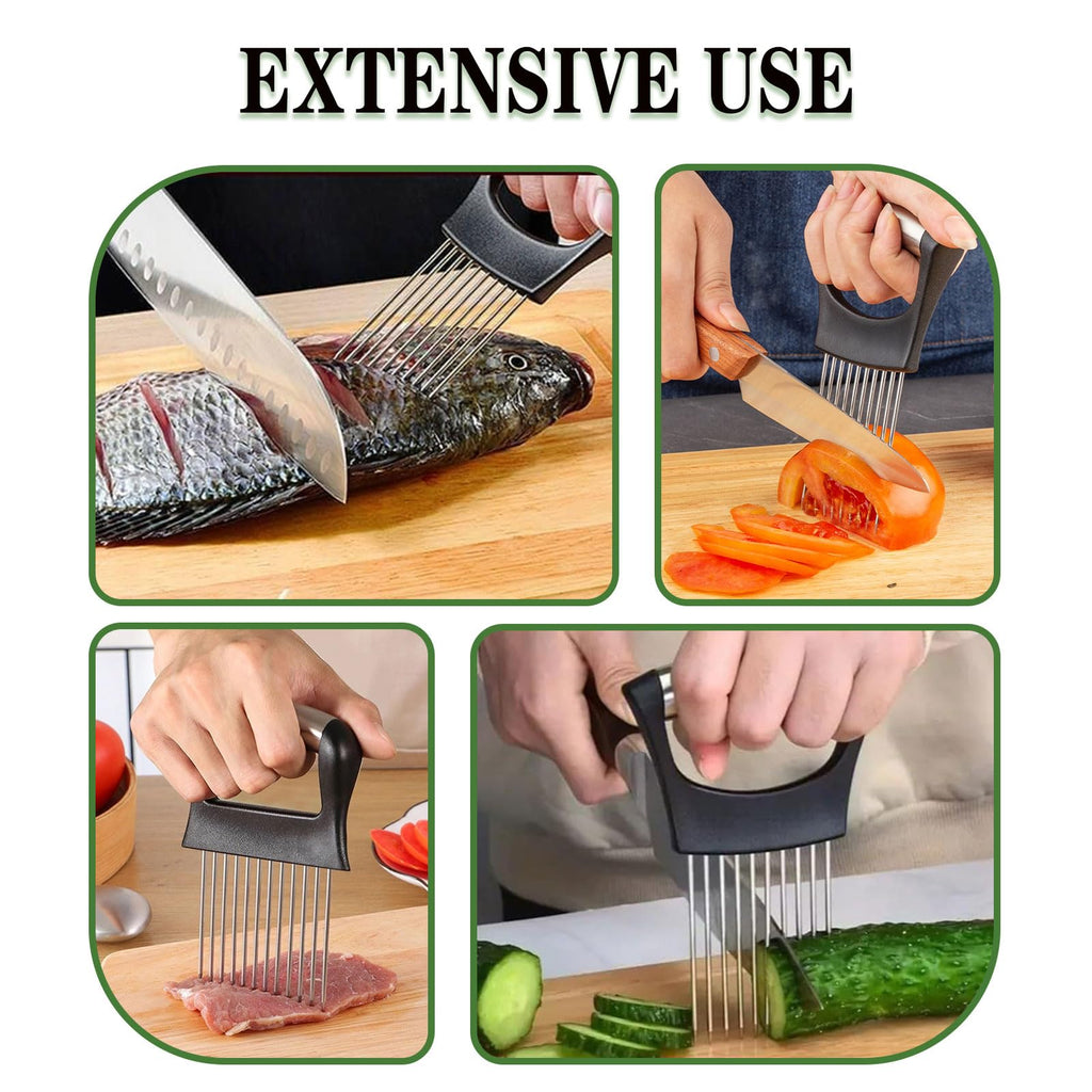 YROJISU 2PCS Onion Holder for Slicing, Onion Slicer Holder, Onion Cutter Vegetable Chopper for Slicing of Tomatoes, Avocados, Eggs and Other Vegetables, Multi-functional Kitchen Gadgets