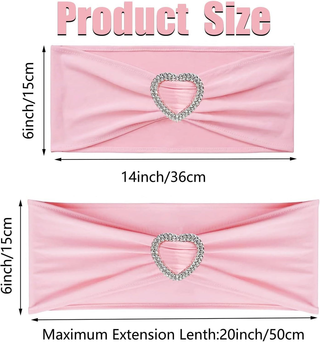 Regine Switzerland Light Pink Chair Sashes - 50Pcs Stretch Spandex Covers with Heart Buckle for Weddings & Parties