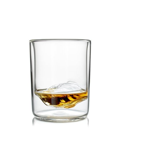 Huckberry Whiskey Peaks Iconic Mountain Bar Glasses, 11.5 oz Capacity, Lead-Free Crystal, Grand Tetons, Set of 4 Cups