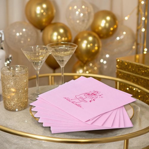 Pink Martini Cocktail Napkins,Bikinis and Martinis Bachelorette Party Decor, A Bride In A Tini Bit Party Supplies, Pack of 50ct
