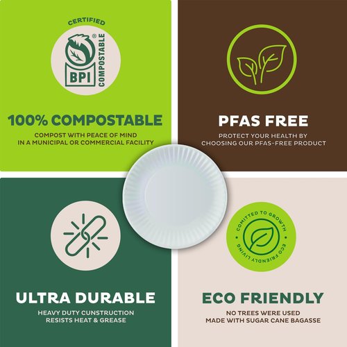 Perfect Stix Economy White Paper Plate, 9" Paper Uncoated Plate 9inches.500 Count Paper Plates., Medium