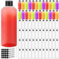 Dandat 100 Pcs Plastic Juice Bottles with Caps Clear Shot Bottles Bulk Empty Reusable Clear Beverage Containers with Lids, Label, Pen for Milk, Drinking, Potion, Ginger Shots, Whiskey(10 oz)