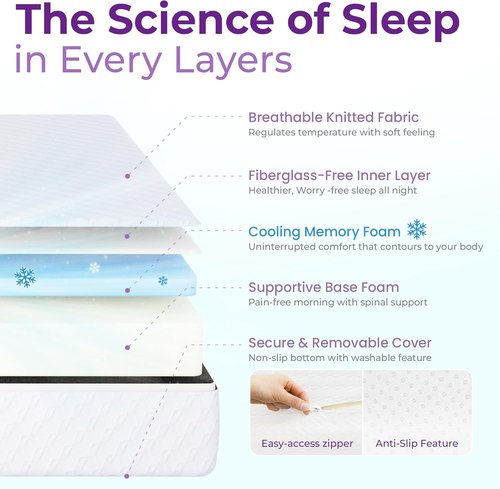 GAESTE Twin Cooling Gel Memory Foam Mattress - Medium Firm Pressure Relief | CertiPUR-US Certified, 5-Inch