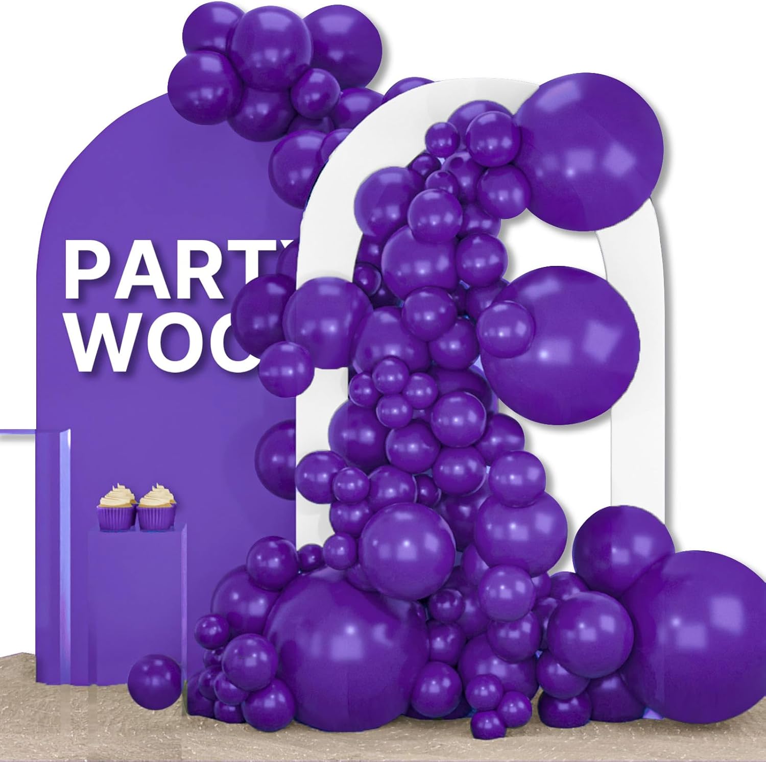 PartyWoo Dark Purple Balloons - 155-Piece Balloon Arch Kit for Birthday & Baby Shower Decor | 5-18 Inch Sizes