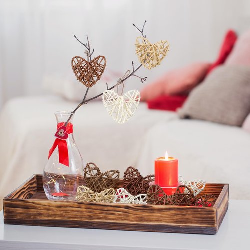 Vercraft 24 Pcs Neutral Valentine's Day Heart Rattan Ornaments 2.75 Inch Valentine Wicker Rattan Heart DIY Farmhouse Vase Bowl Fillers for Valentines Wedding Xmas Tree Ornament Baby Shower Party Decor