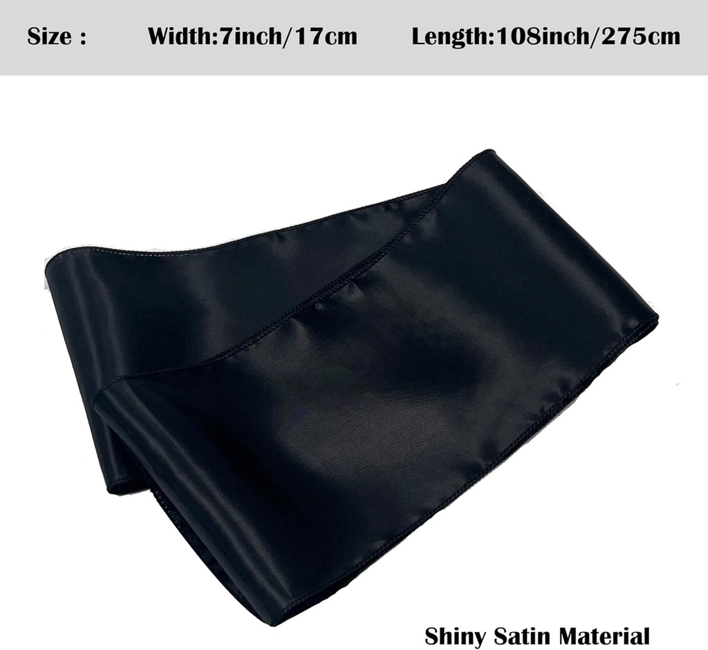 Skiennix Satin Chair Sashes - 12PCS Elegant Ribbon Ties for Weddings & Events | Black